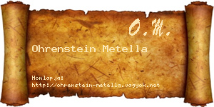 Ohrenstein Metella névjegykártya